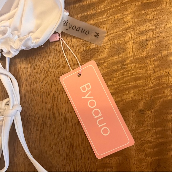 Rouched Bikini Bathing Suit in White - Picture 5 of 7